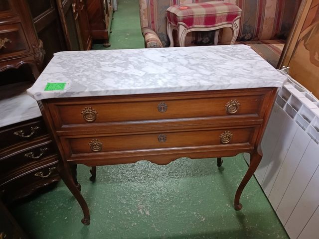 Tocador consola con 2 cajones y tapa de mármol