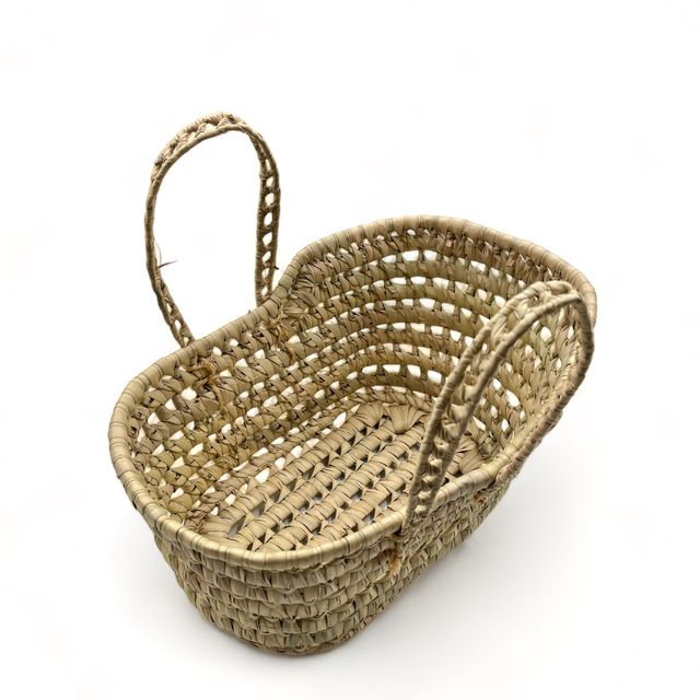 Cesta de almacenamiento de bebe con asa de palma