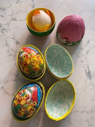 5 uova in carta pesta vintage