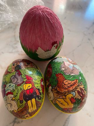 5 uova in carta pesta vintage