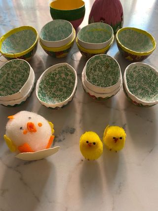 5 uova in carta pesta vintage