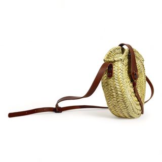 Bolso bandolera redondo trenzado para mujer palma