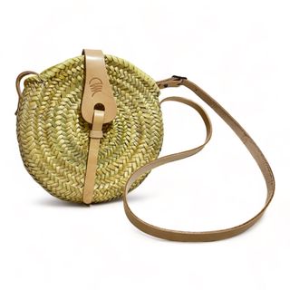 Bolso bandolera redondo trenzado para mujer palma