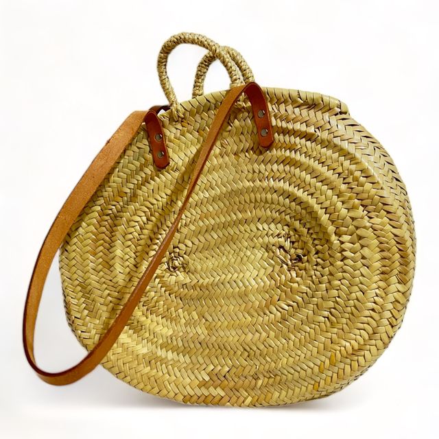 Bolso de playa grande redondo trenzado de Dos Asas