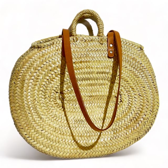 Bolso de playa grande redondo trenzado de Dos Asas