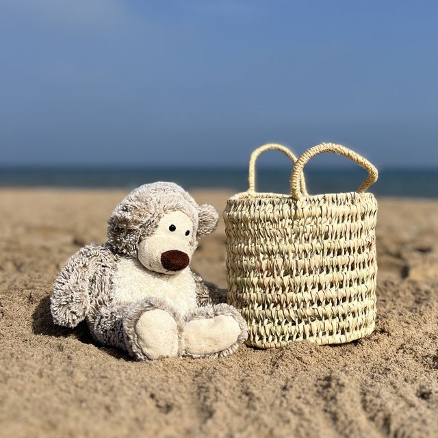 Bolso de niña pequeño redondo trenzado de palma