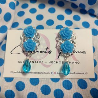 Pendientes de flamenca azul turquesa