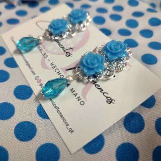 Pendientes de flamenca azul turquesa
