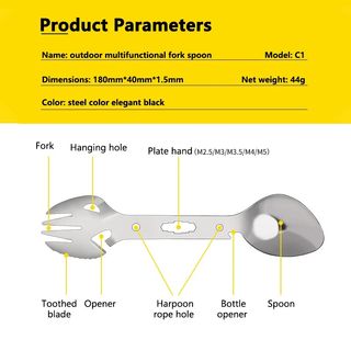 Tenedor multifuncional cuchillo, cuchara, acampar