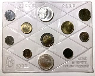 Serie Divisionale ITALIA 1990 -9 Monete +2 Ag.835%