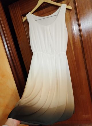 Vestido de gasa en beige clarito M