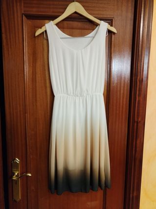 Vestido de gasa en beige clarito M