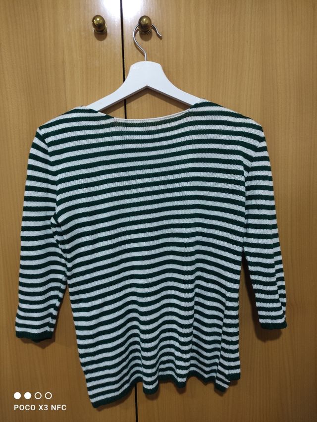 Jersey rayas manga tres cuartos zara