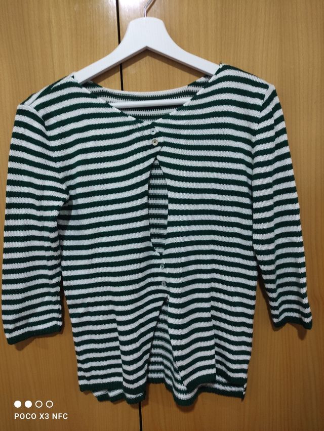 Jersey rayas manga tres cuartos zara