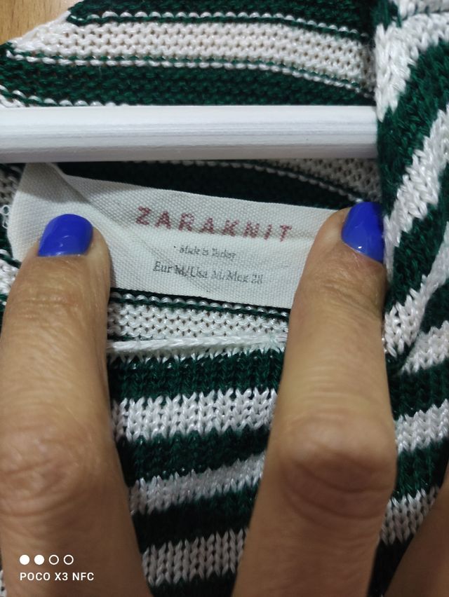 Jersey rayas manga tres cuartos zara