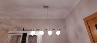 LÁMPARA DE ACERO Y CRISTAL