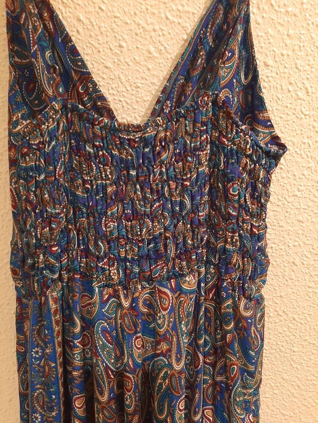Vestido largo boho azul cachemir
