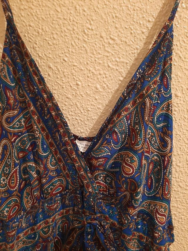 Vestido largo boho azul cachemir