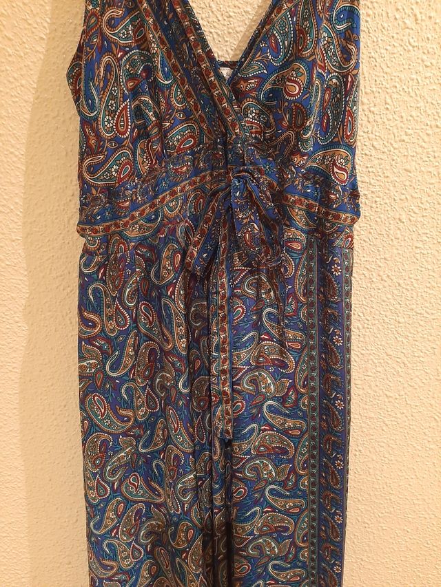 Vestido largo boho azul cachemir