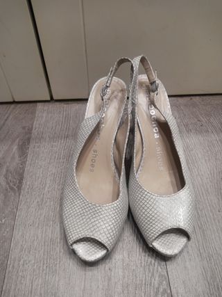Sandalias tacon plateadas
