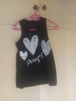 Camiseta negra desigual XS mujer