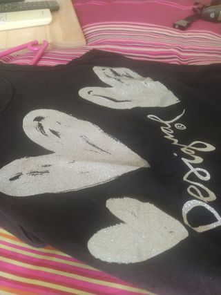 Camiseta negra desigual XS mujer