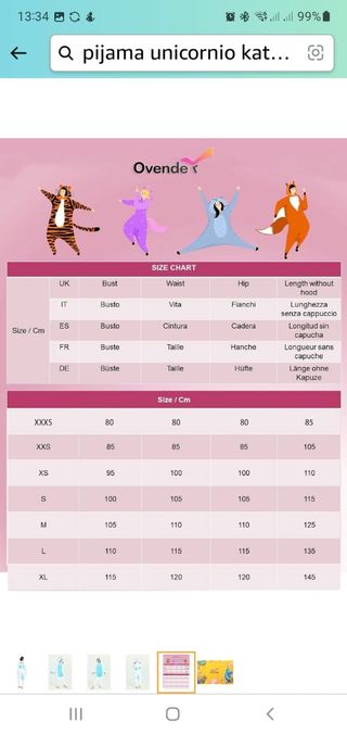 Pijama/disfraz de unicornio