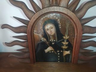 cuadro religioso a dos caras en cobre