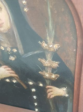 cuadro religioso a dos caras en cobre