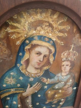 cuadro religioso a dos caras en cobre