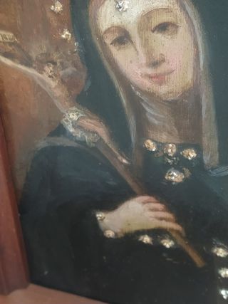 cuadro religioso a dos caras en cobre