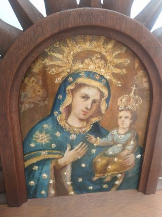 cuadro religioso a dos caras en cobre