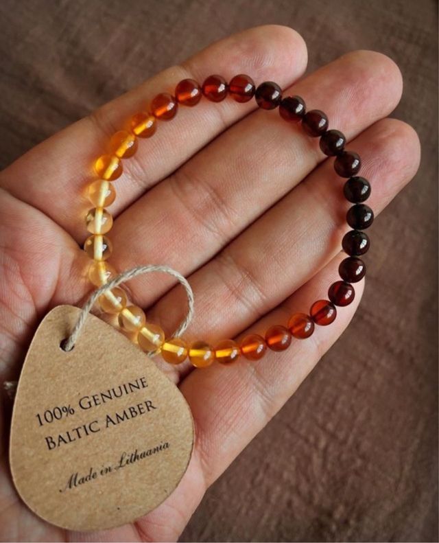 Pulsera arcoiris de ámbar báltico certificado