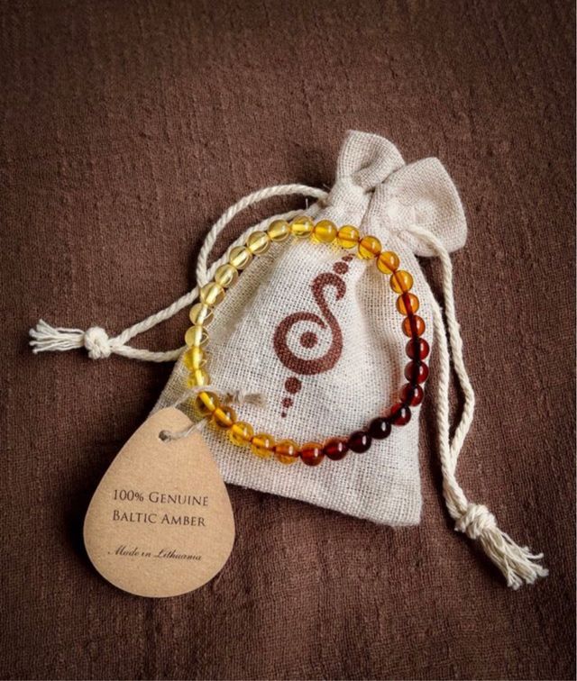 Pulsera arcoiris de ámbar báltico certificado