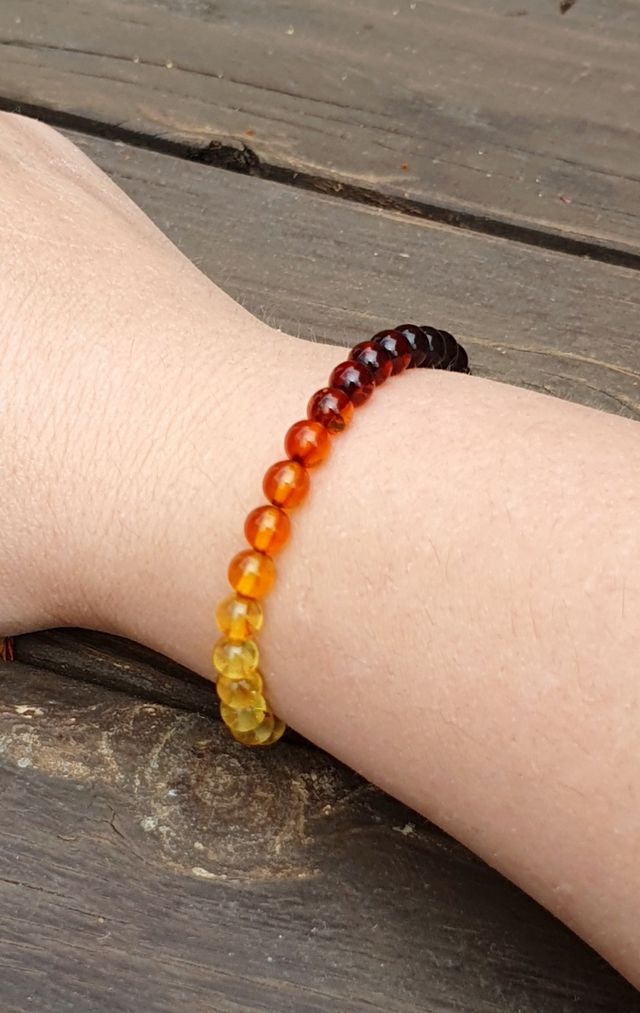 Pulsera arcoiris de ámbar báltico certificado