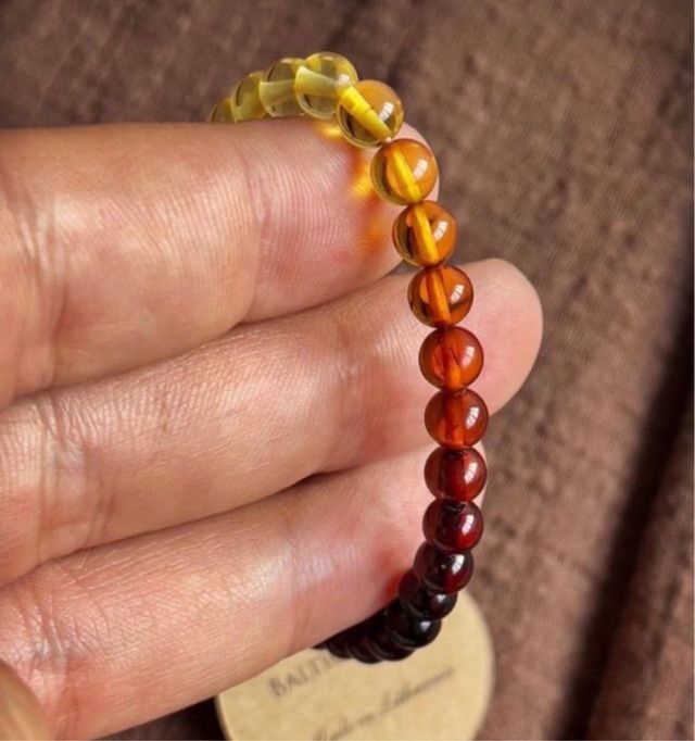 Pulsera arcoiris de ámbar báltico certificado