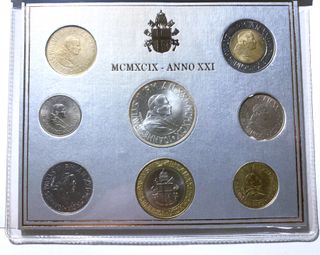 Serie Divisionale Vaticano 1999 XXI-7 Monete +1Ag.