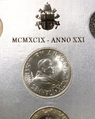 Serie Divisionale Vaticano 1999 XXI-7 Monete +1Ag.