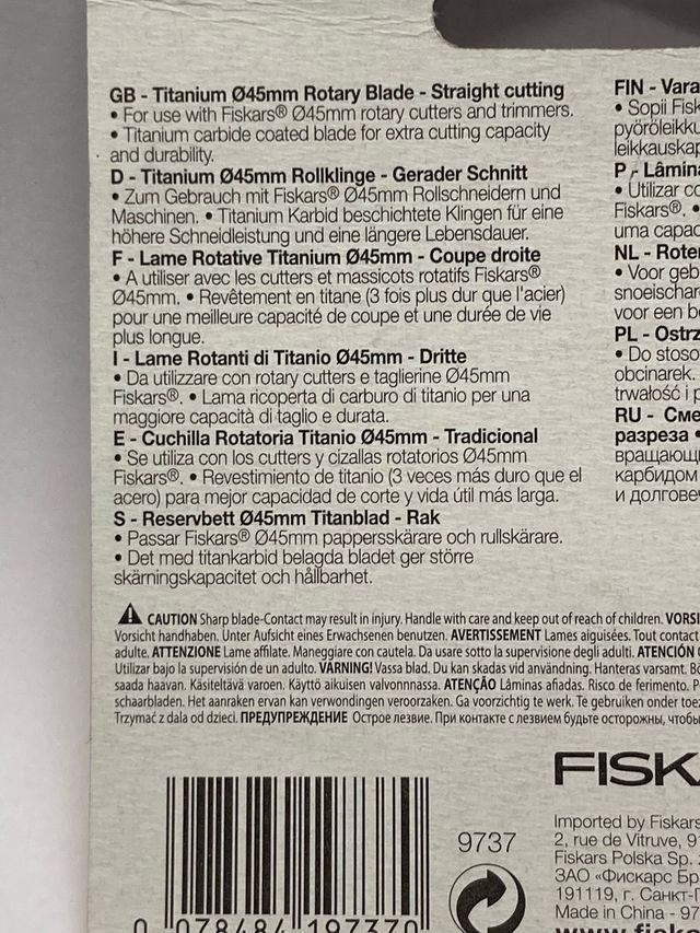 Cuchillas Fiskars Rotatorias de titanio 9737