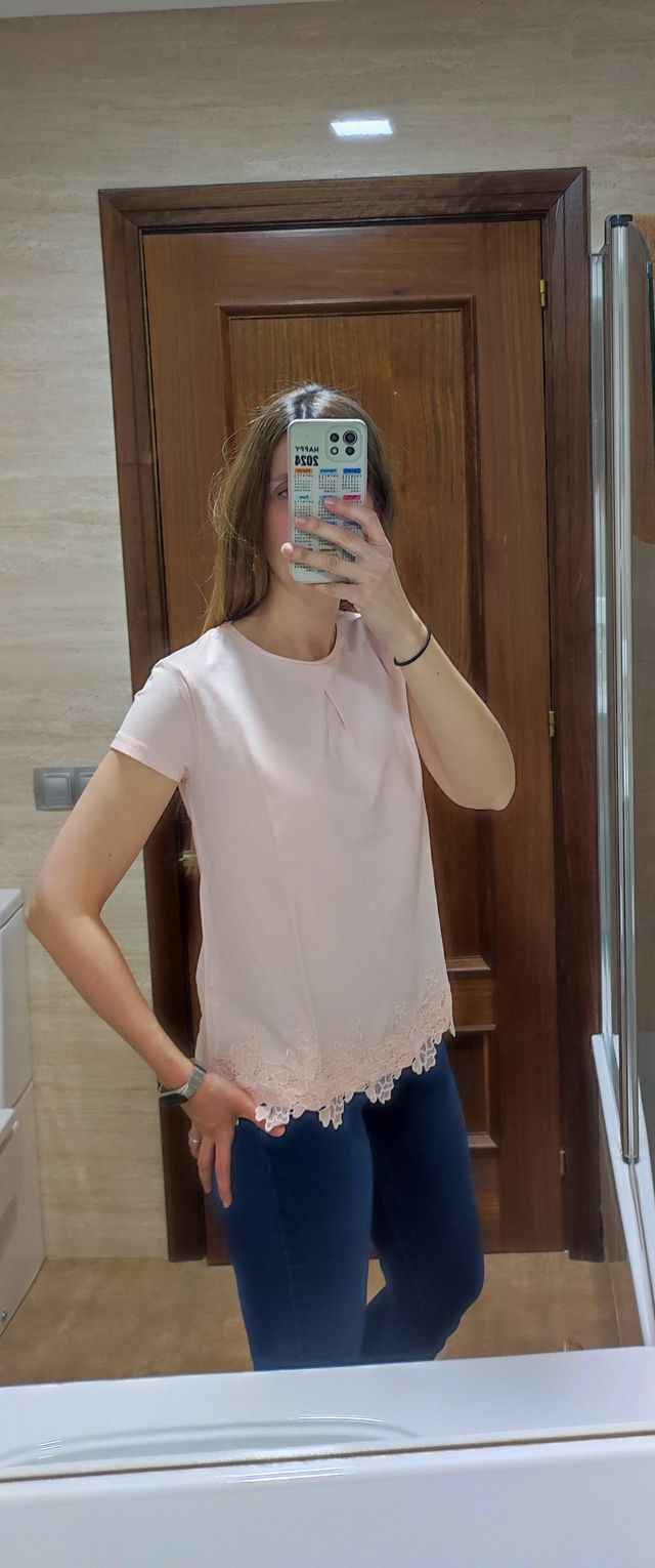 Camiseta rosa empolvado