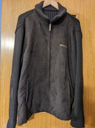 Chaqueta marrón de ante y punto