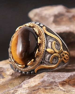 Anillo de Ojo de Tigre Protector 