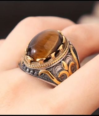 Anillo de Ojo de Tigre Protector 