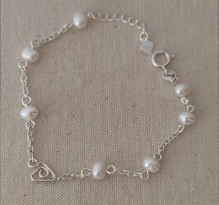 Pulsera, plata ley y perlas 