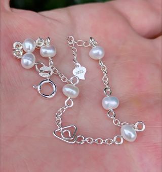 Pulsera, plata ley y perlas 