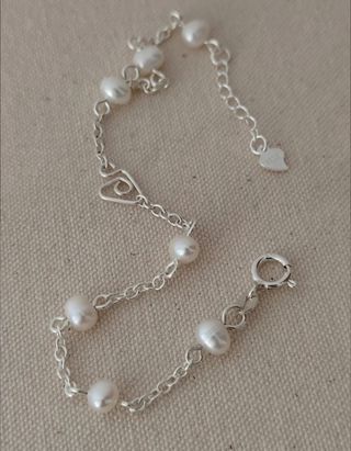 Pulsera, plata ley y perlas 