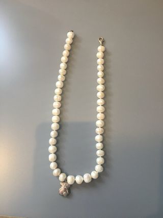 Collar de perlas cultivadas mas osito en plata