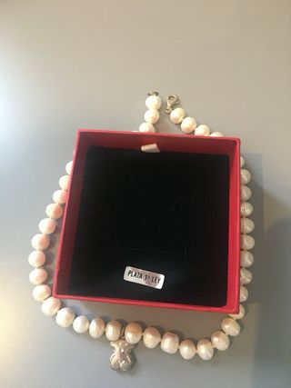 Collar de perlas cultivadas mas osito en plata