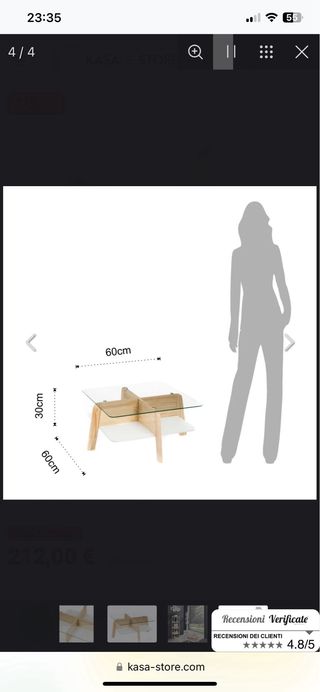 Mesita de madera y cristal 