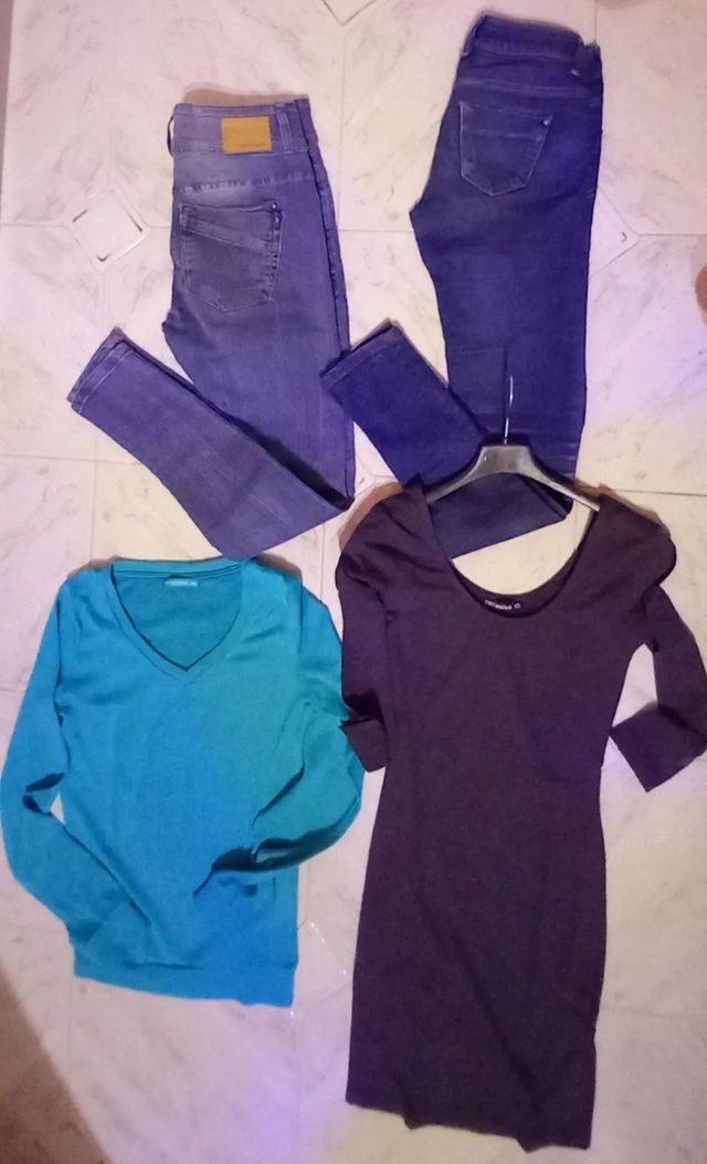 Set jeans maglioncino vestito donna tg xxs/xs